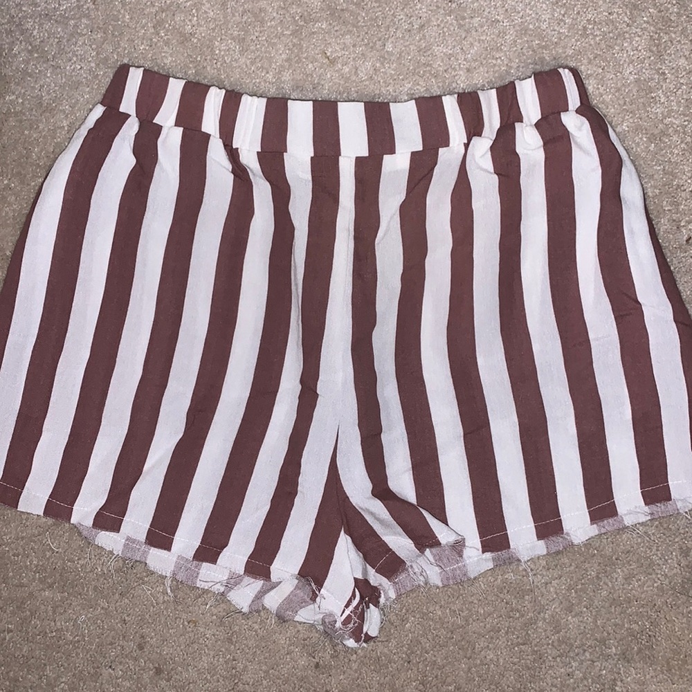 Princess Polly striped frayed shorts